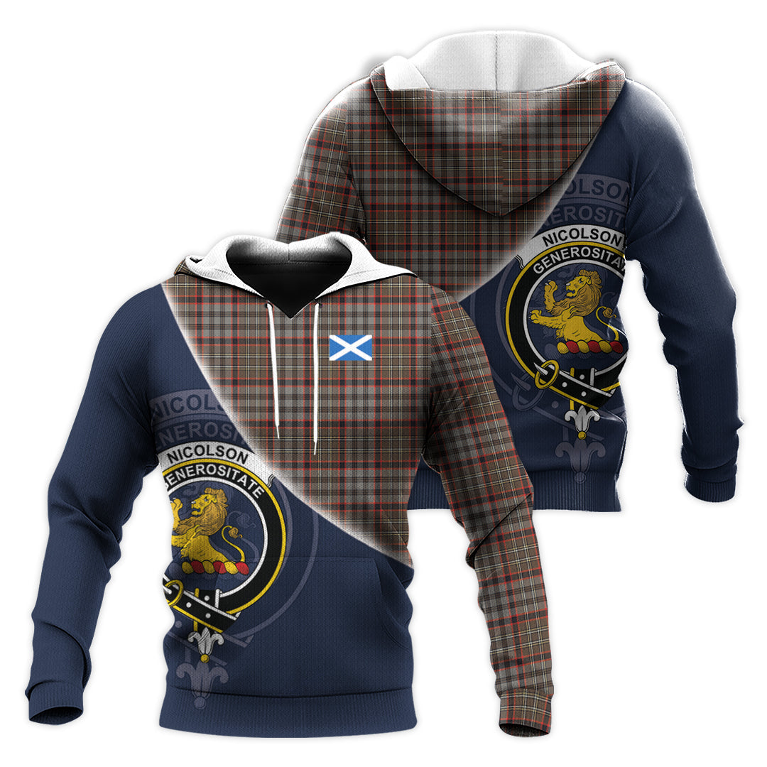 Printivon Nicolson Hunting Weathered Tartan Scottish Crest Hoodie