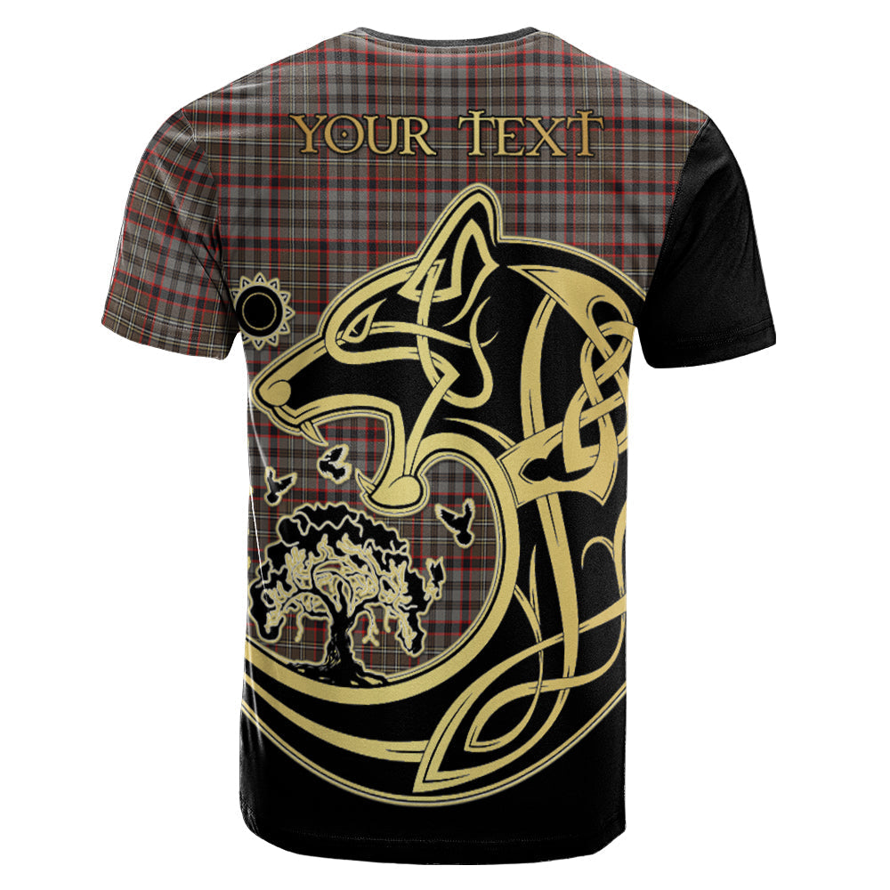 Printivon Nicolson Hunting Weathered Crest Celtic Wolf Tartan T Shirt Custom Your Text