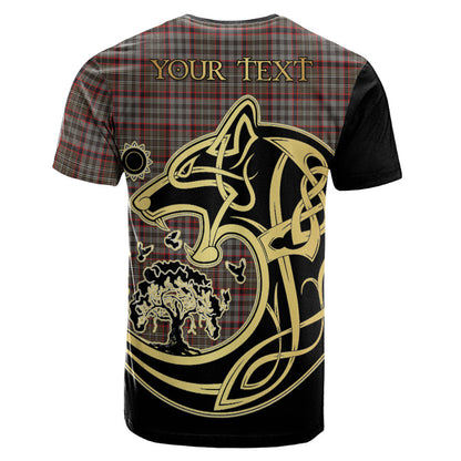 Printivon Nicolson Hunting Weathered Crest Celtic Wolf Tartan T Shirt Custom Your Text
