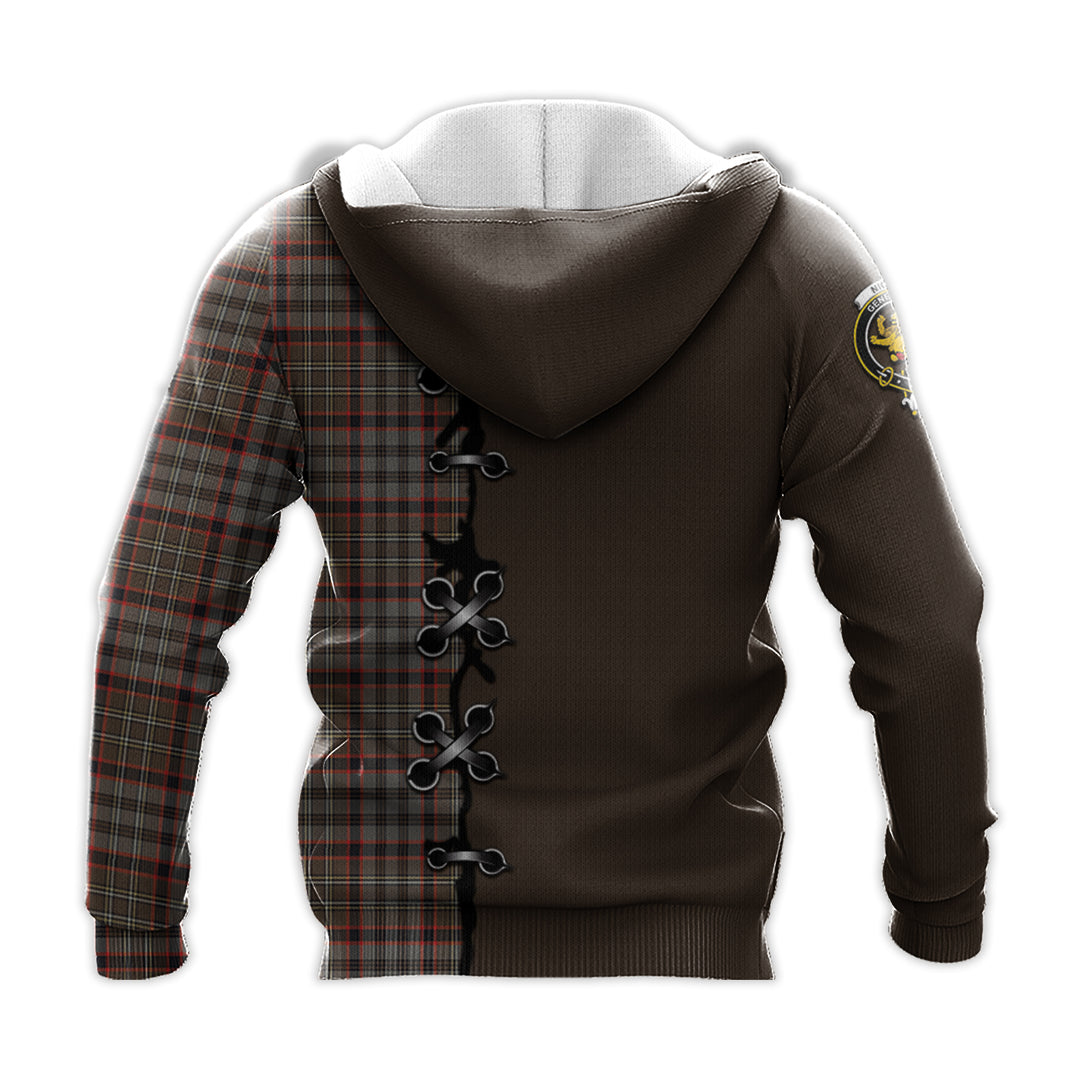 Printivon Nicolson Hunting Weathered Tartan Hoodie Lion Rampant And Celtic Thistle Style