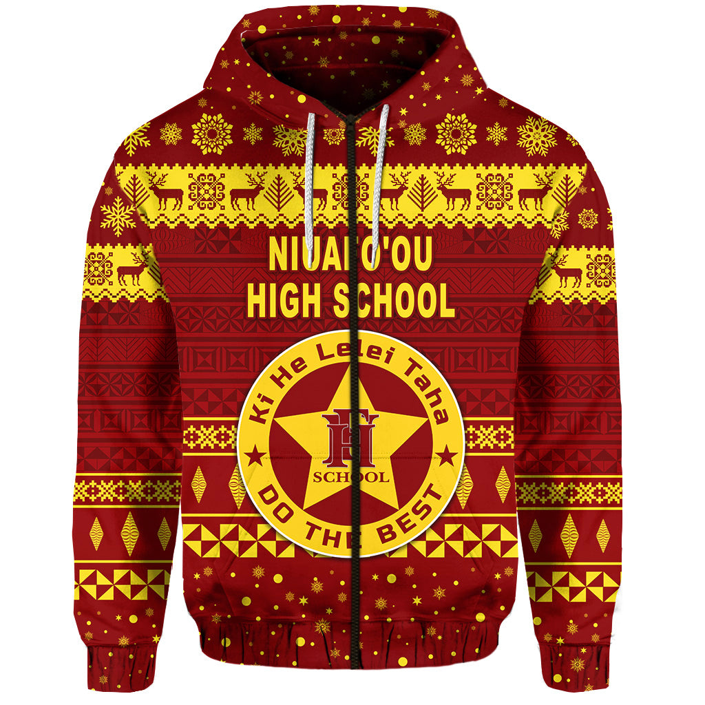 Niuafo'ou High School Christmas Zip Hoodie Simple Style