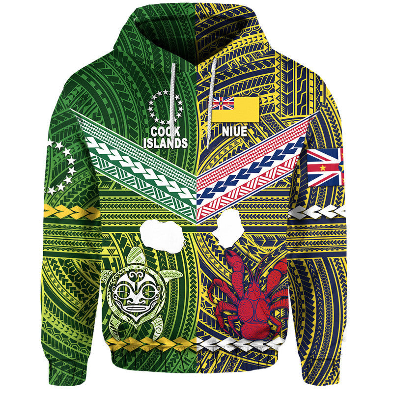 ( Personalised) Cook Islands And Niue Zip Up And Pullover Hoodie Together