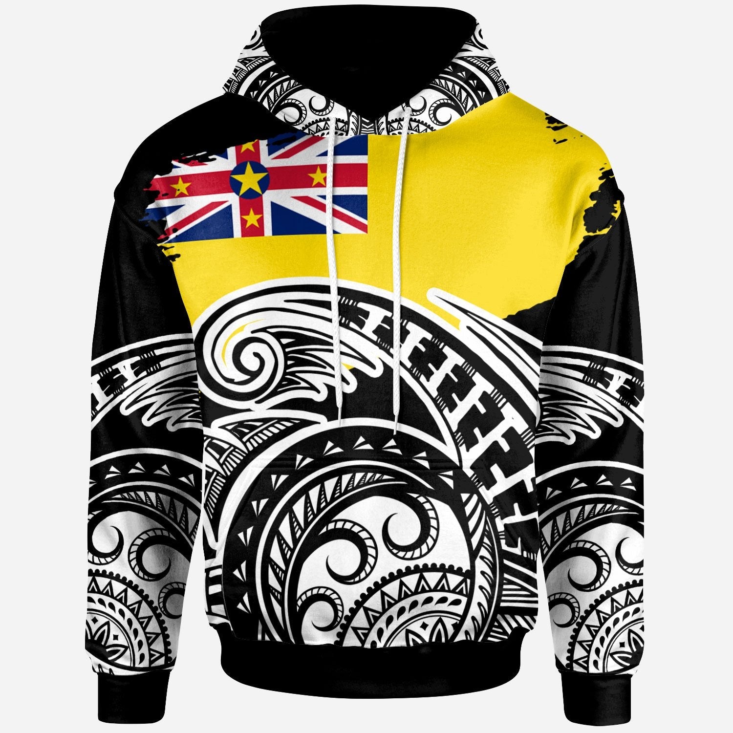 Niue Hoodie Ethnic Style With Round Black White Pattern