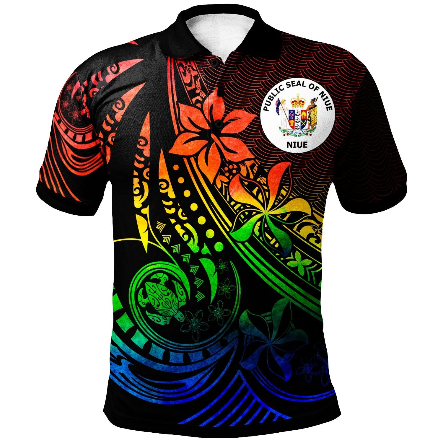 Niue Polo Shirt - The Flow Of The Ocean Rainbow Color
