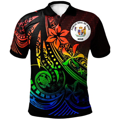 Niue Polo Shirt - The Flow Of The Ocean Rainbow Color