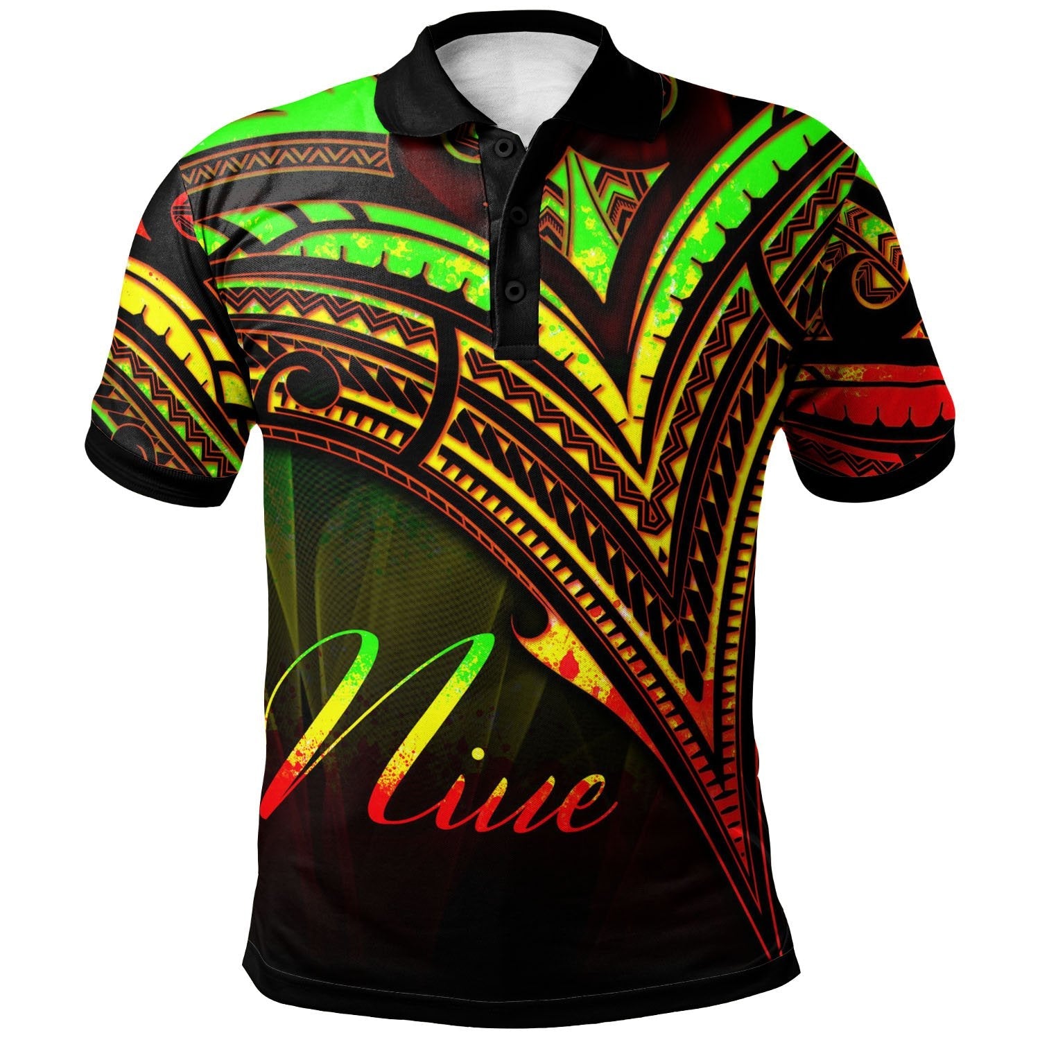 Niue Polo Shirt - Reggae Color Cross Style