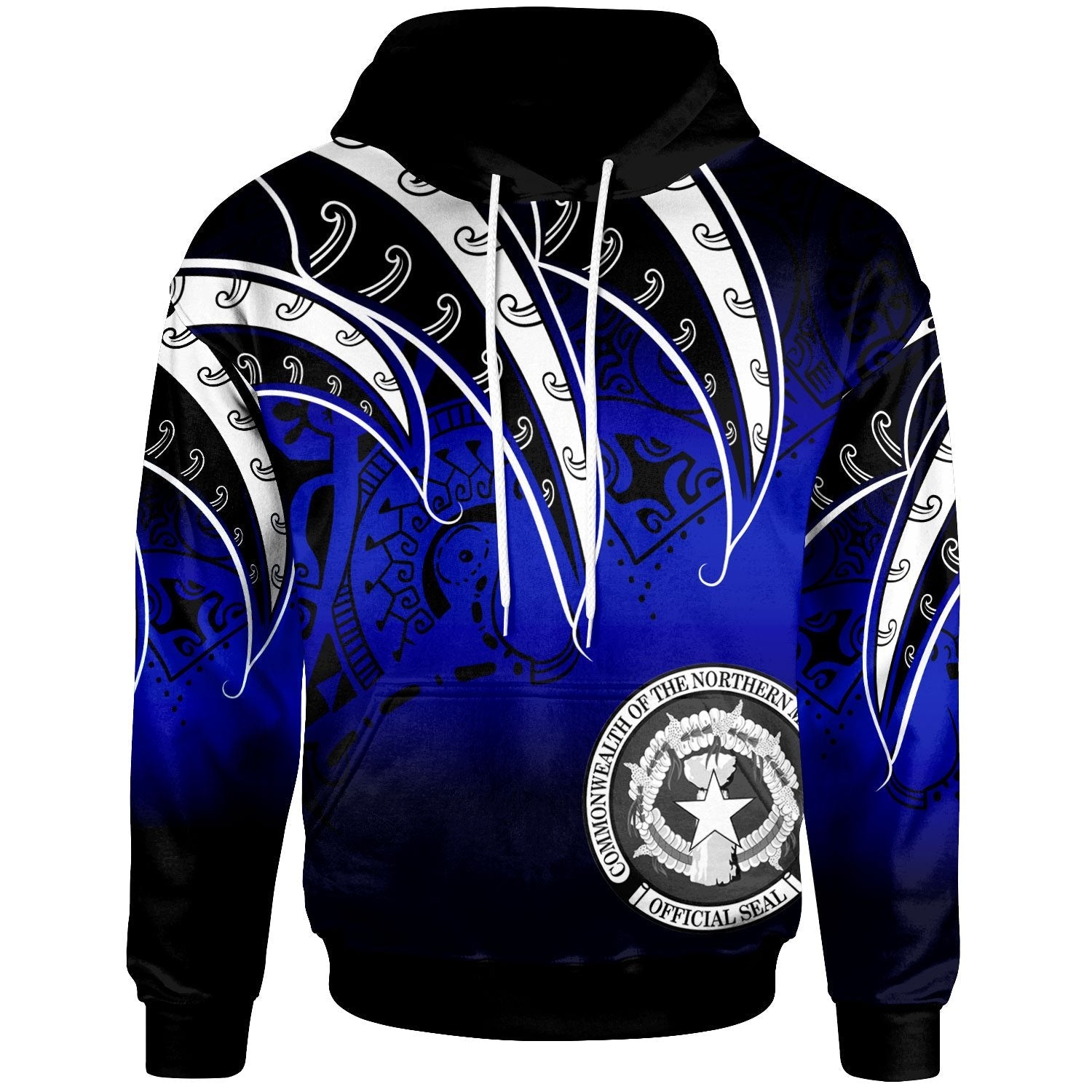 Northern Mariana Islands Hoodie Tropical Leaf Gradient Blue Style