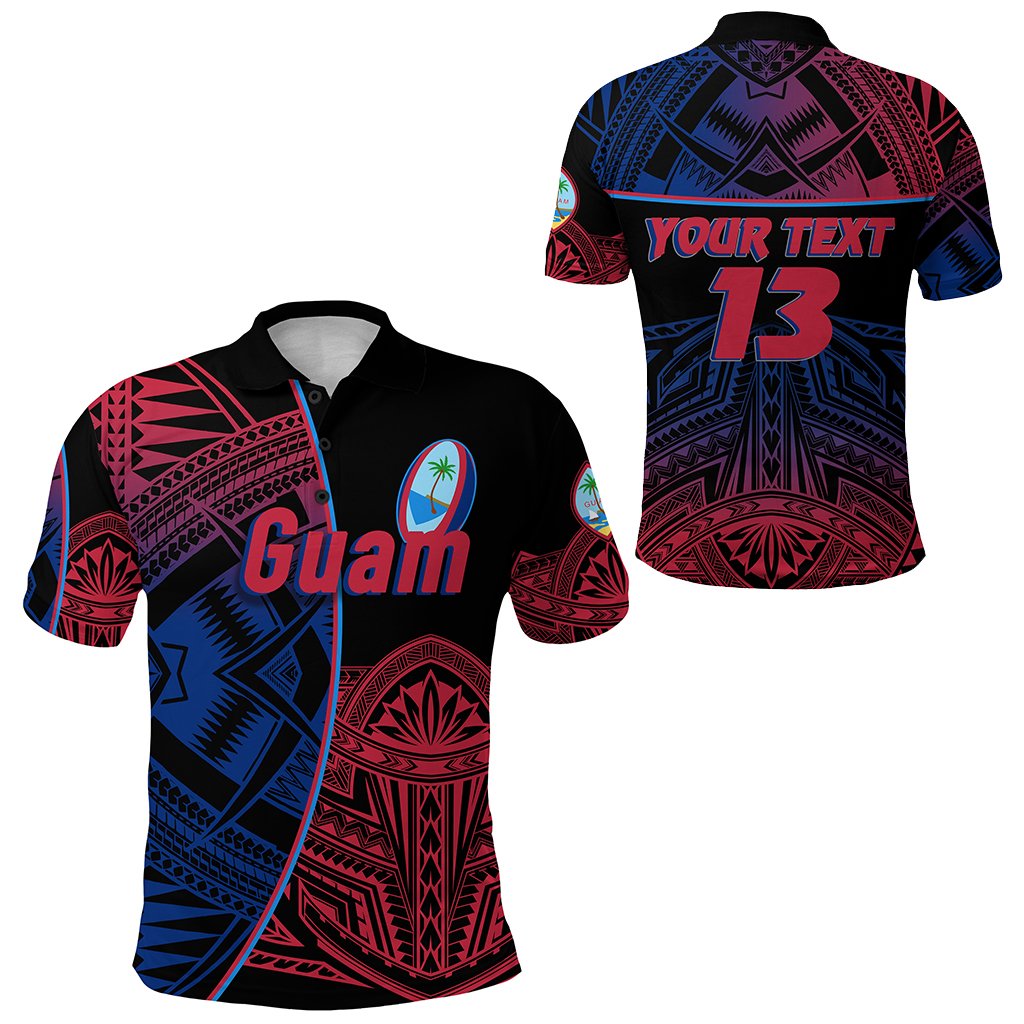 Custom Personalised Guam Rugby Polo Shirt Impressive Version - Custom Text and Number