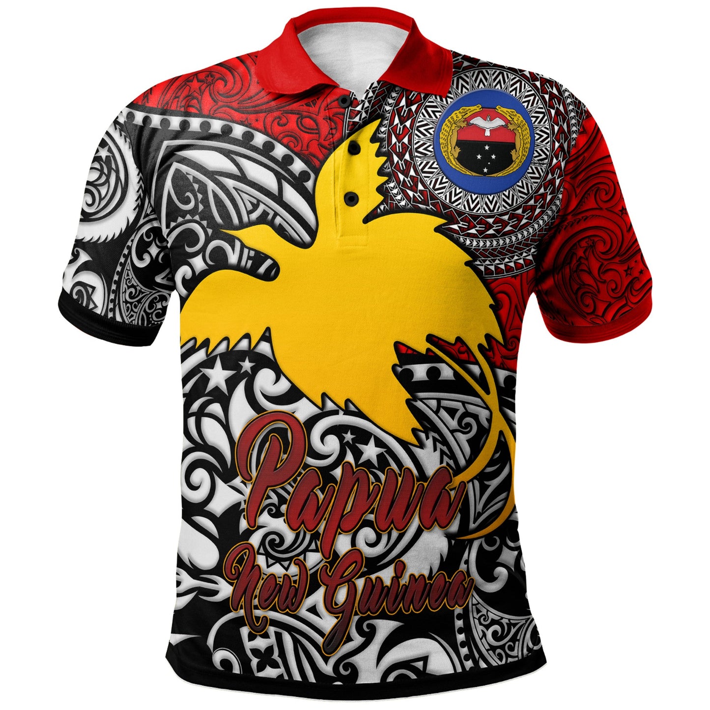 Papua New Guinea Polo Shirt  Gulf Of Papua New Guinea With Polynesian Patterns Polo Shirt