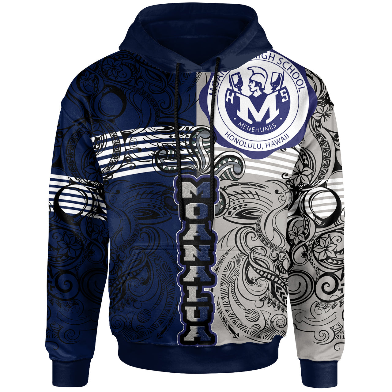 Hawaii Moanalua High School Hoodie Moanalua High School Polynesian With Falcon Pattern