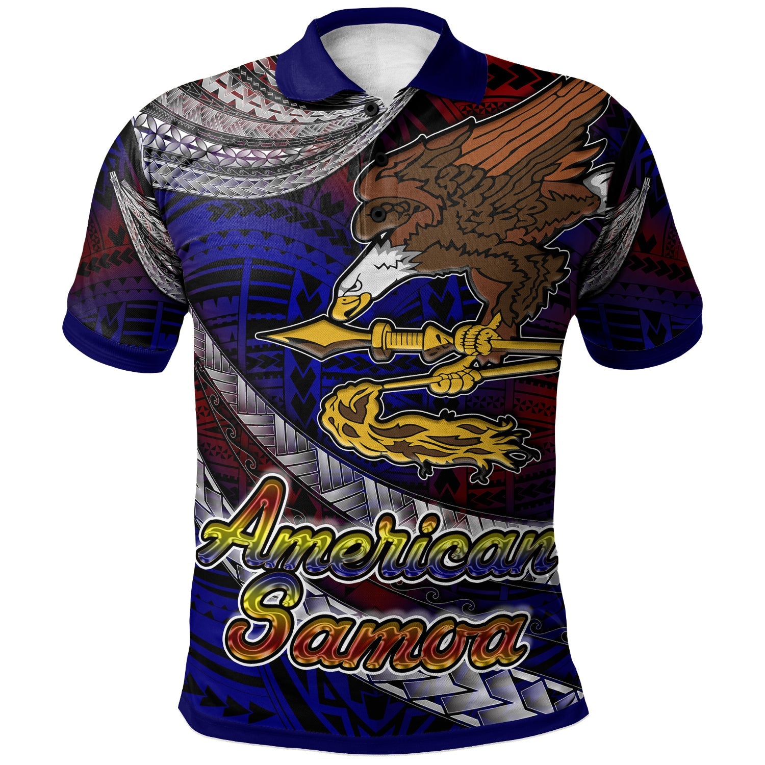 American Samoa Polo Shirt - American Samoa Eagle With Polynesian Patterns Polo Shirt