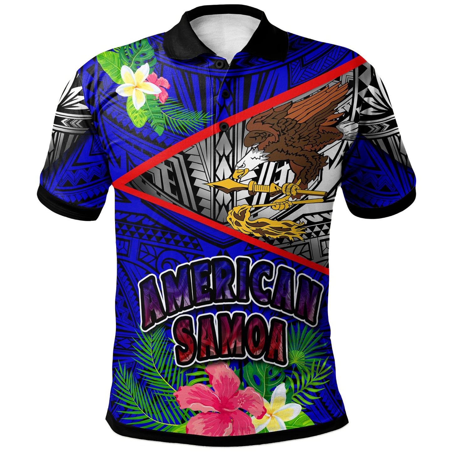 American Samoa Polo Shirt - American Samoa Eagle Flag Style With Polynesian Patterns Polo Shirt