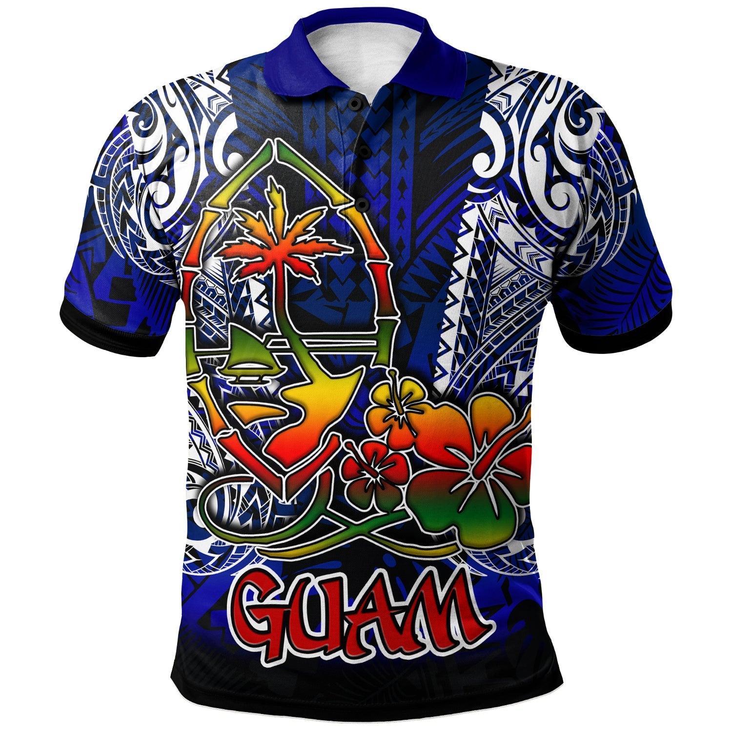 Guam Polo Shirt - Guam Independence Day With Polynesian Tattoo Patterns
