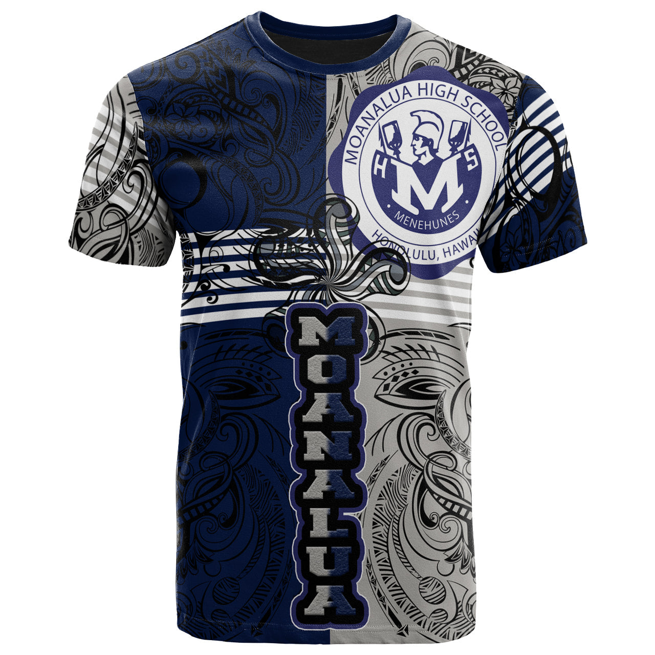 Hawaii Moanalua High School T Shirt Moanalua High School Polynesian With Falcon Pattern