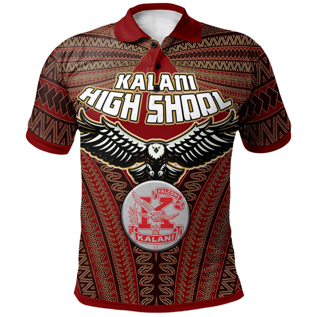 Hawaii Kalani High School Polo Shirt - Kalani High School Polynesian With Falcon Pattern