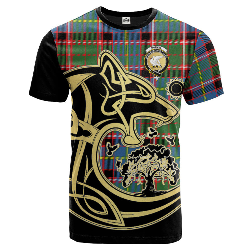 Printivon Norvel Crest Celtic Wolf Tartan T Shirt Custom Your Text