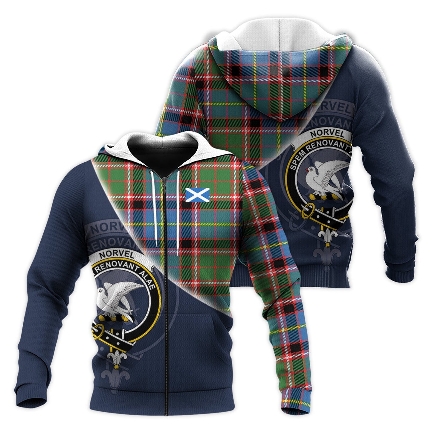 Printivon Norvel Tartan Scottish Crest Hoodie
