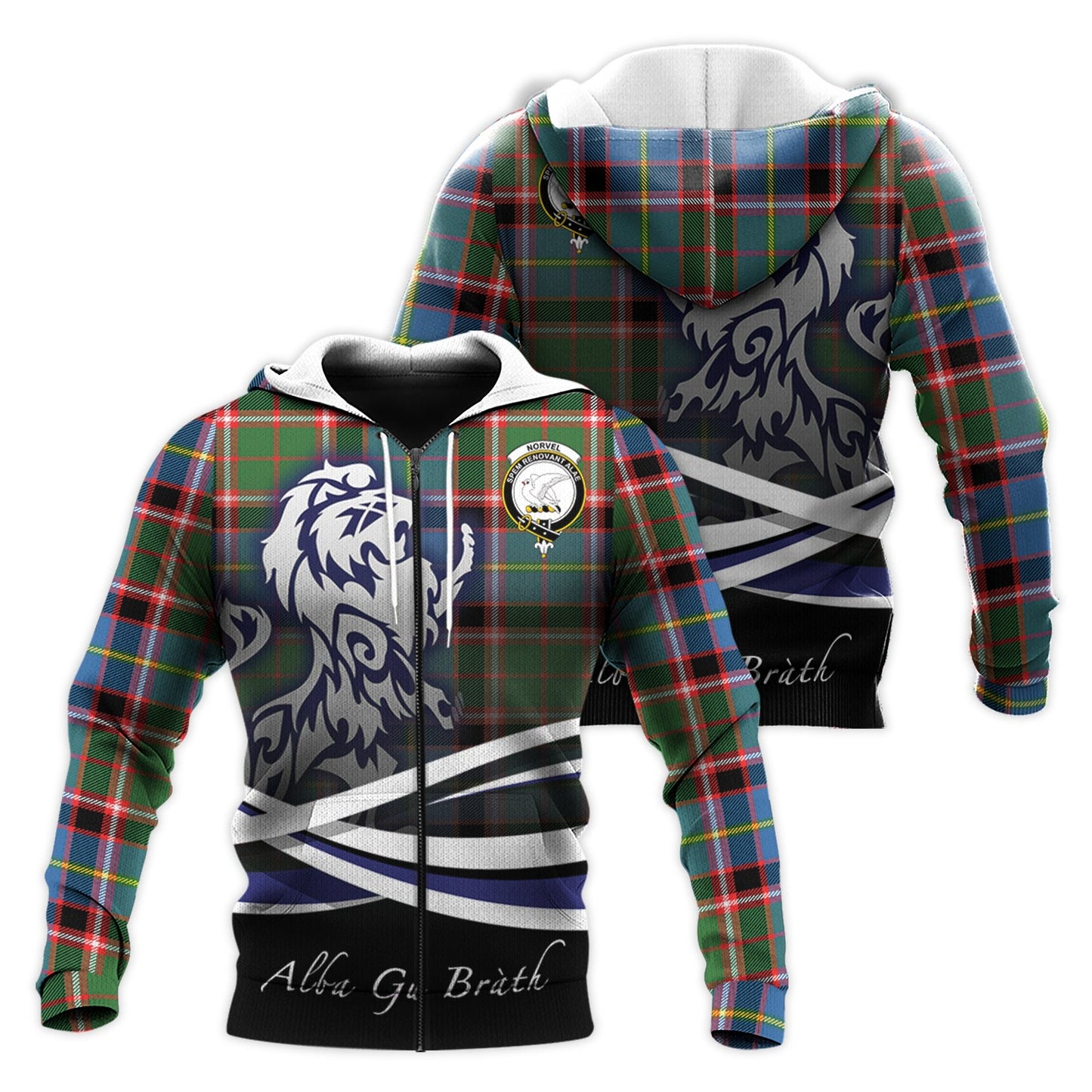 Printivon Norvel Tartan Scottish Lion Hoodie