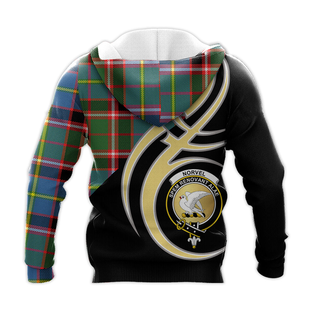 Printivon Norvel Clan Believe In Me Crest Tartan Knitted Hoodie Custom Your Text