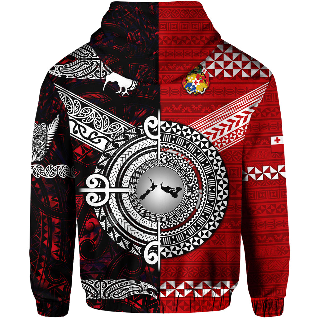 New Zealand Maori Aotearoa Tonga Polynesian Together Zip Hoodie Red