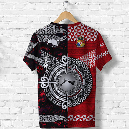 Custom Personalised New Zealand Maori Aotearoa Tonga Polynesian Together T Shirt - Red