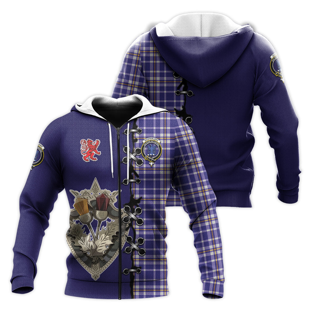 Printivon Ochterlony Tartan Hoodie Lion Rampant And Celtic Thistle Style