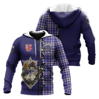 Printivon Ochterlony Tartan Hoodie Lion Rampant And Celtic Thistle Style