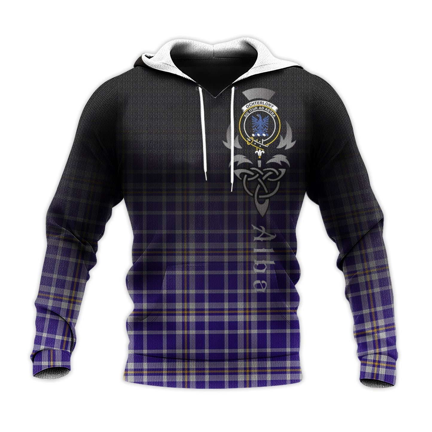 Printivon Ochterlony Tartan Crest Alba Celtic Hoodie