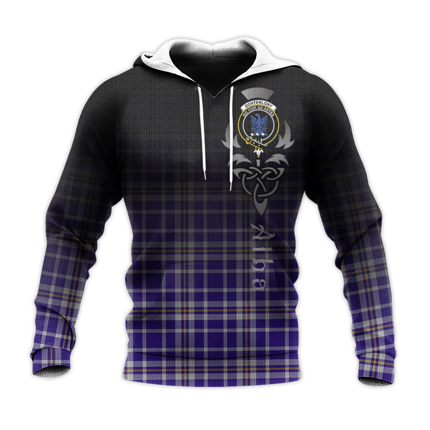 Printivon Ochterlony Tartan Crest Alba Celtic Hoodie