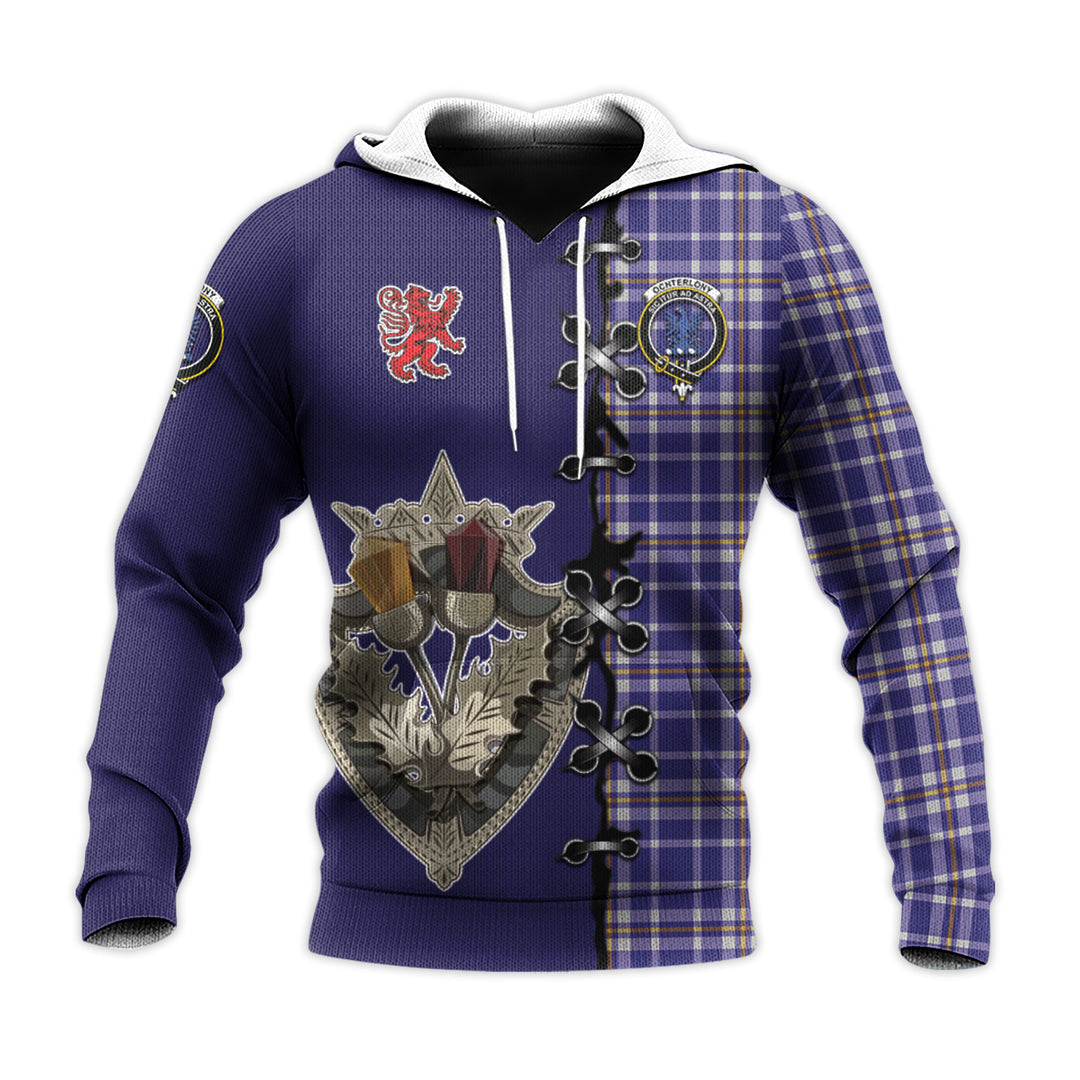 Printivon Ochterlony Tartan Hoodie Lion Rampant And Celtic Thistle Style