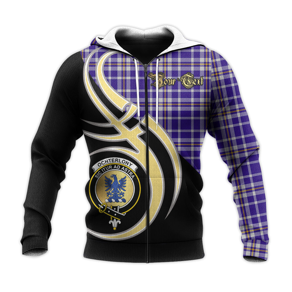 Printivon Ochterlony Clan Believe In Me Crest Tartan Knitted Hoodie Custom Your Text