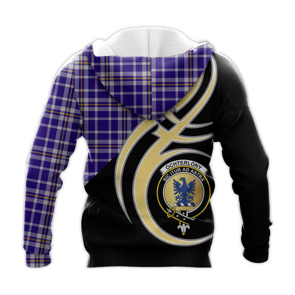 Printivon Ochterlony Clan Believe In Me Crest Tartan Knitted Hoodie Custom Your Text