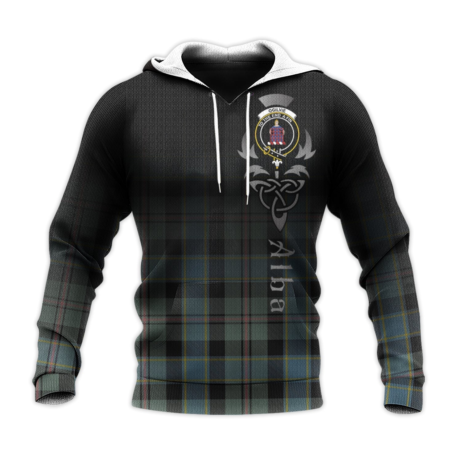 Printivon Ogilvie Ogilvy Hunting Tartan Crest Alba Celtic Hoodie