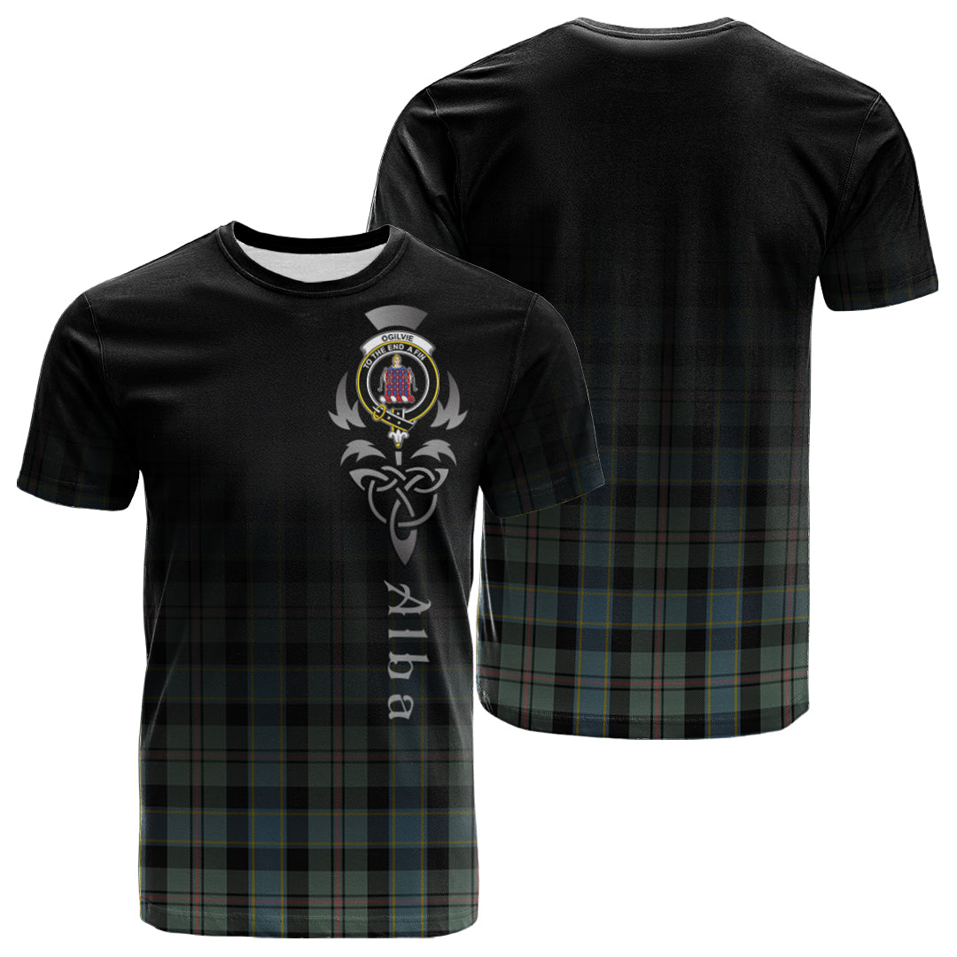 Printivon Ogilvie (Ogilvy) Hunting Tartan Crest Alba Celtic T Shirt