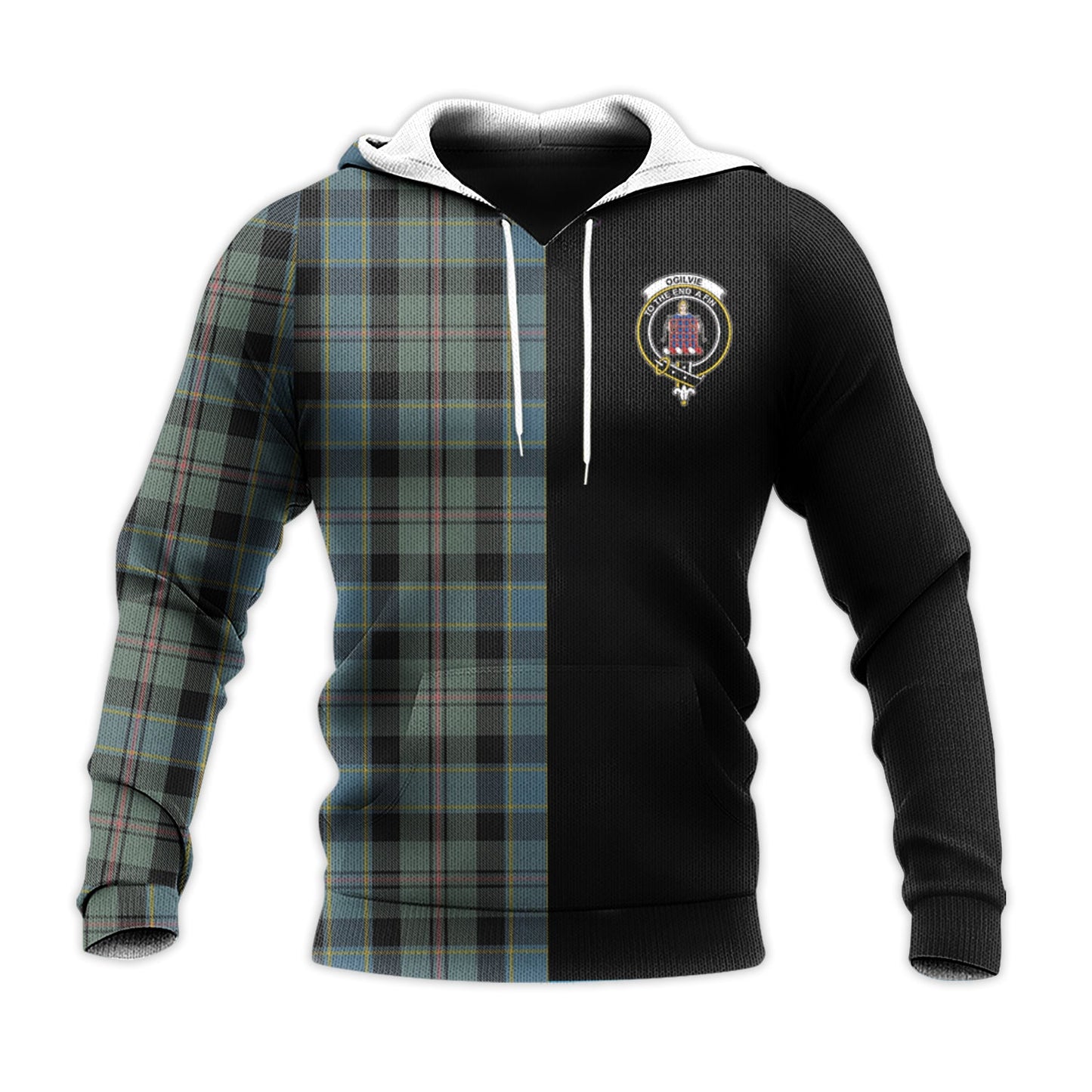 Printivon Ogilvie Ogilvy Hunting Tartan Personalize Half Hoodie