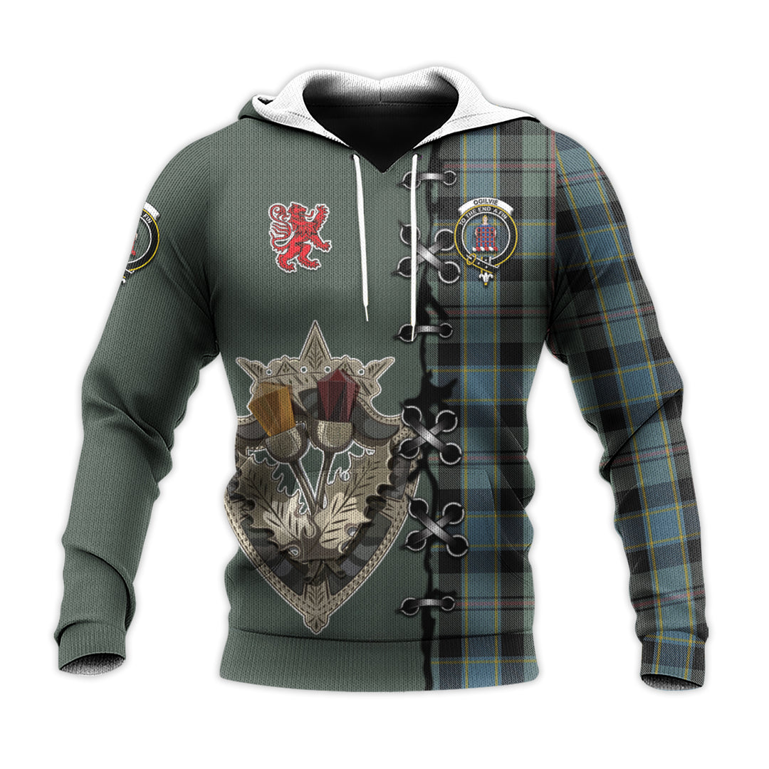Printivon Ogilvie Ogilvy Hunting Tartan Hoodie Lion Rampant And Celtic Thistle Style