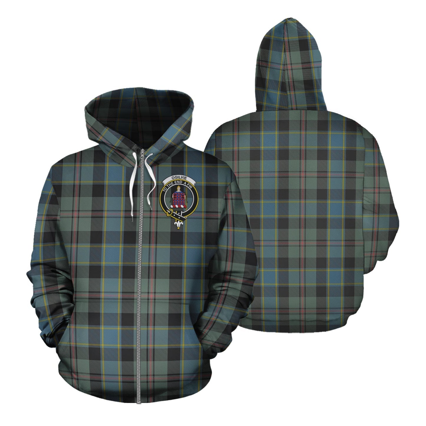 Printivon Ogilvie Ogilvy Hunting Tartan Hoodie