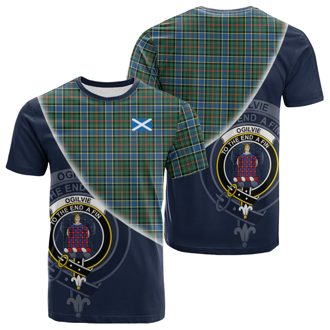 Printivon Ogilvie (Ogilvy) Hunting Ancient Tartan Scottish Crest T Shirt