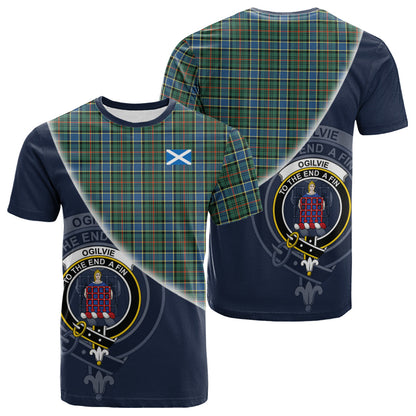 Printivon Ogilvie (Ogilvy) Hunting Ancient Tartan Scottish Crest T Shirt
