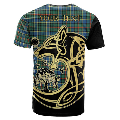 Printivon Ogilvie (Ogilvy) Hunting Ancient Crest Celtic Wolf Tartan T Shirt Custom Your Text