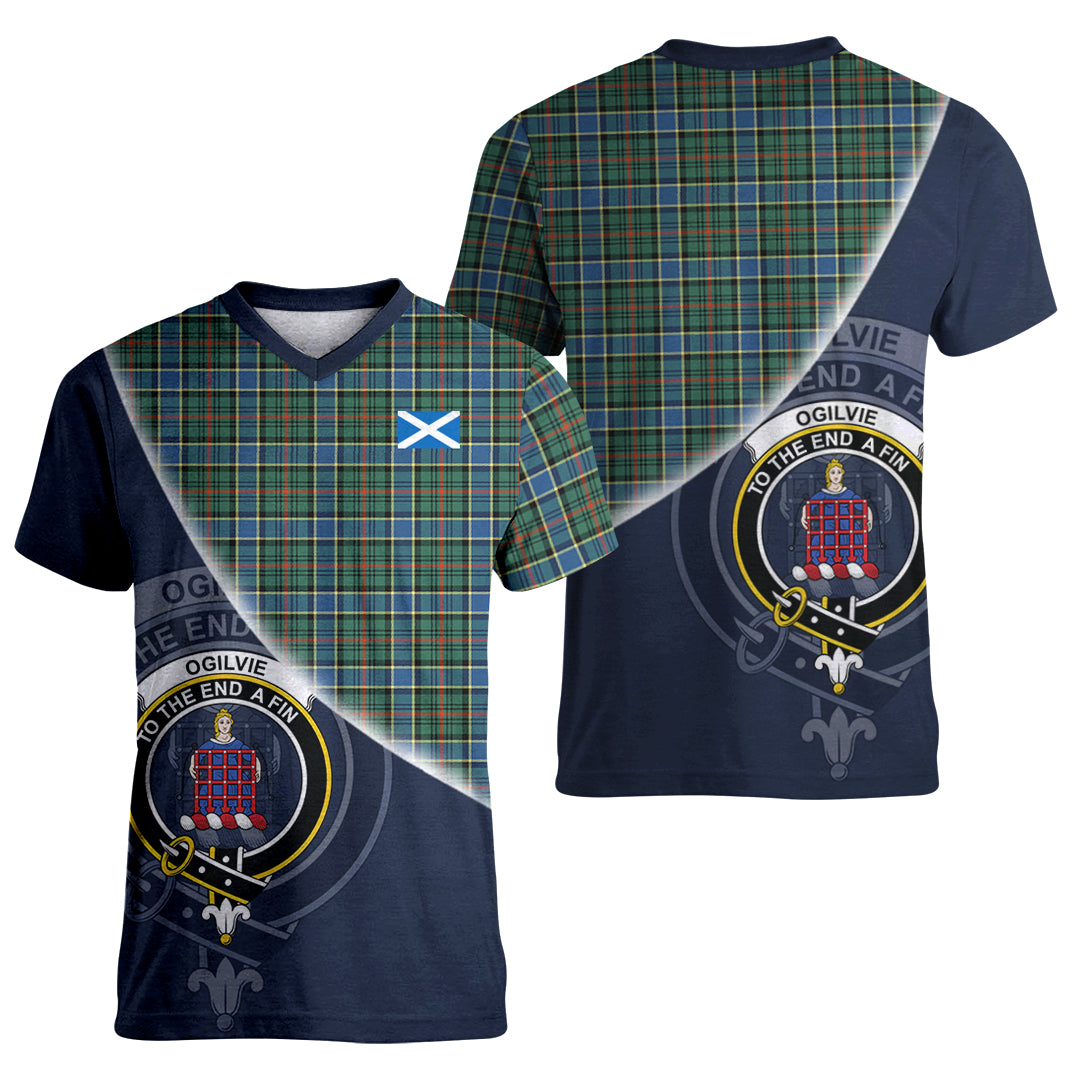 Printivon Ogilvie (Ogilvy) Hunting Ancient Tartan Scottish Crest T Shirt