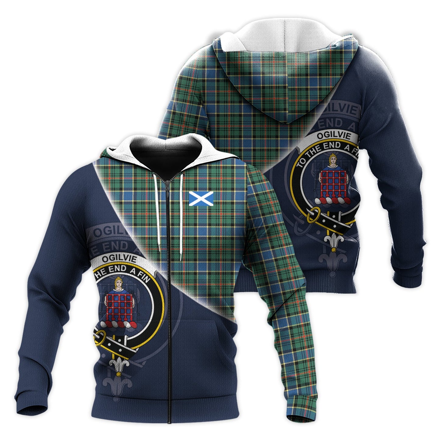 Printivon Ogilvie Ogilvy Hunting Ancient Tartan Scottish Crest Hoodie
