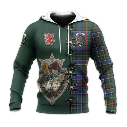 Printivon Ogilvie Ogilvy Hunting Modern Tartan Hoodie Lion Rampant And Celtic Thistle Style