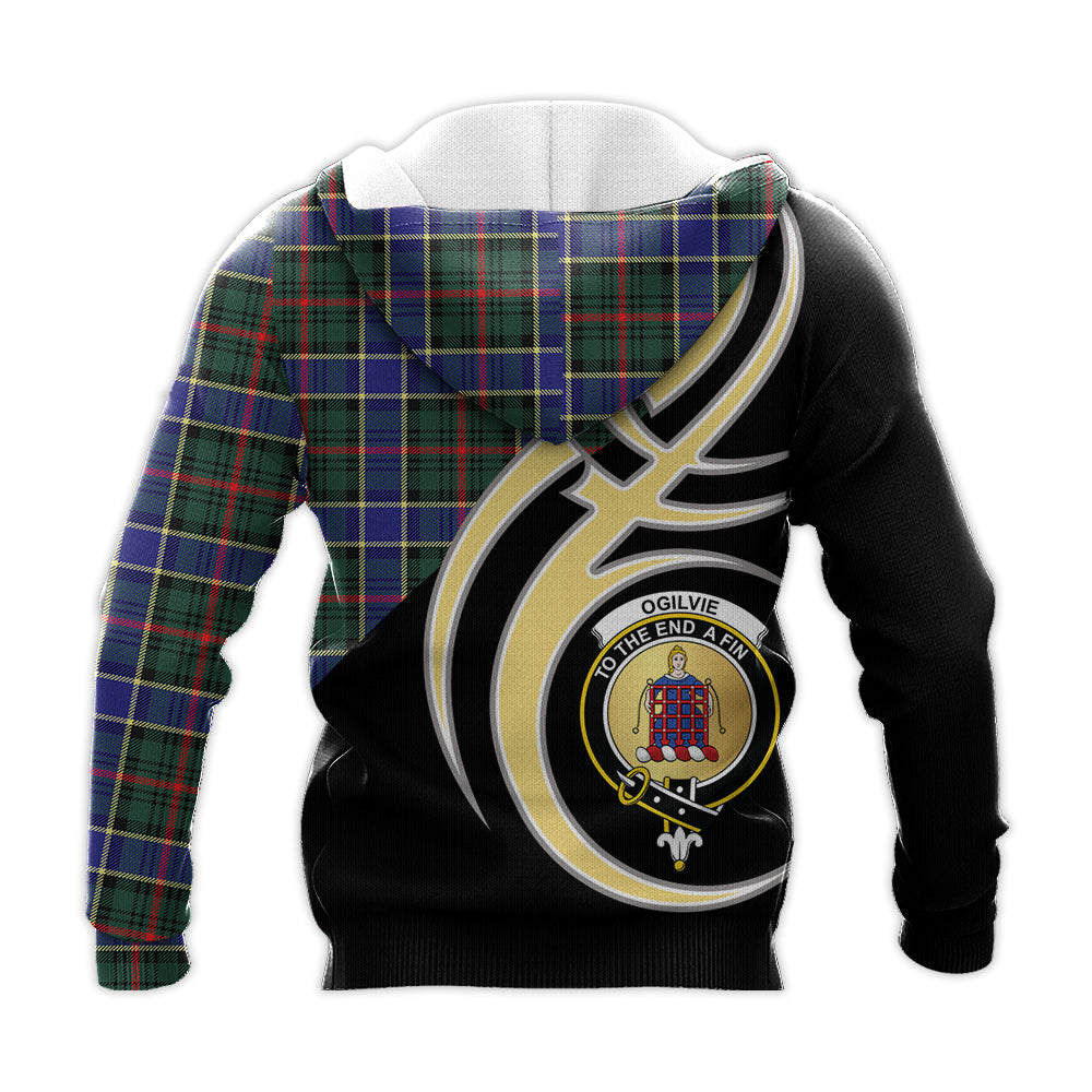 Printivon Ogilvie Ogilvy Hunting Modern Clan Believe In Me Crest Tartan Knitted Hoodie Custom Your Text