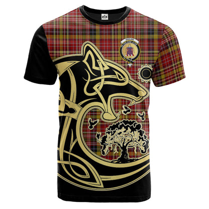 Printivon Ogilvie (Ogilvy) of Strathallan Crest Celtic Wolf Tartan T Shirt Custom Your Text