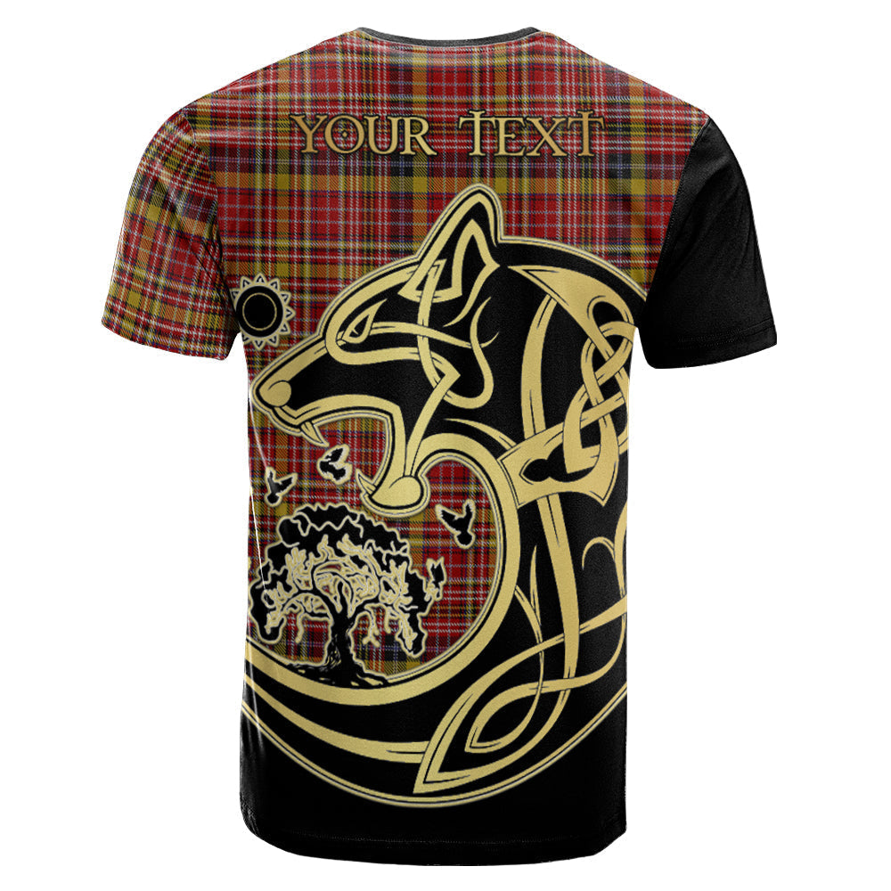 Printivon Ogilvie (Ogilvy) of Strathallan Crest Celtic Wolf Tartan T Shirt Custom Your Text