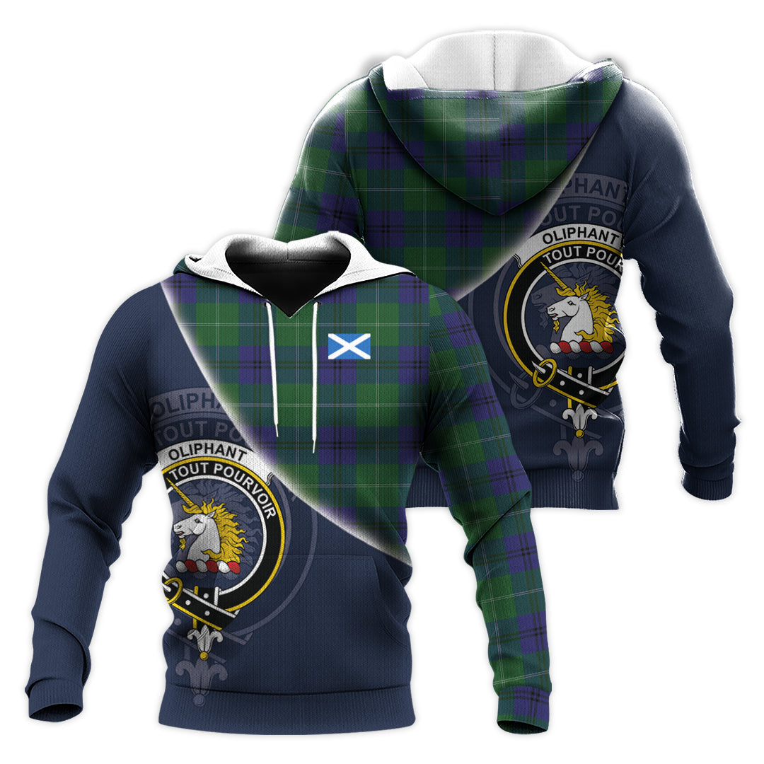Printivon Oliphant Tartan Scottish Crest Hoodie