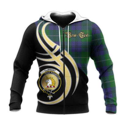 Printivon Oliphant Clan Believe In Me Crest Tartan Knitted Hoodie Custom Your Text