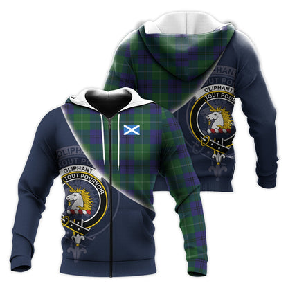 Printivon Oliphant Tartan Scottish Crest Hoodie