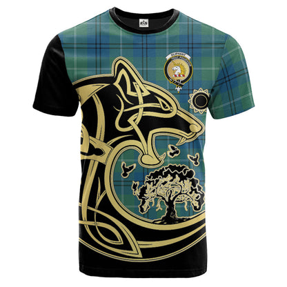 Printivon Oliphant Ancient Crest Celtic Wolf Tartan T Shirt Custom Your Text